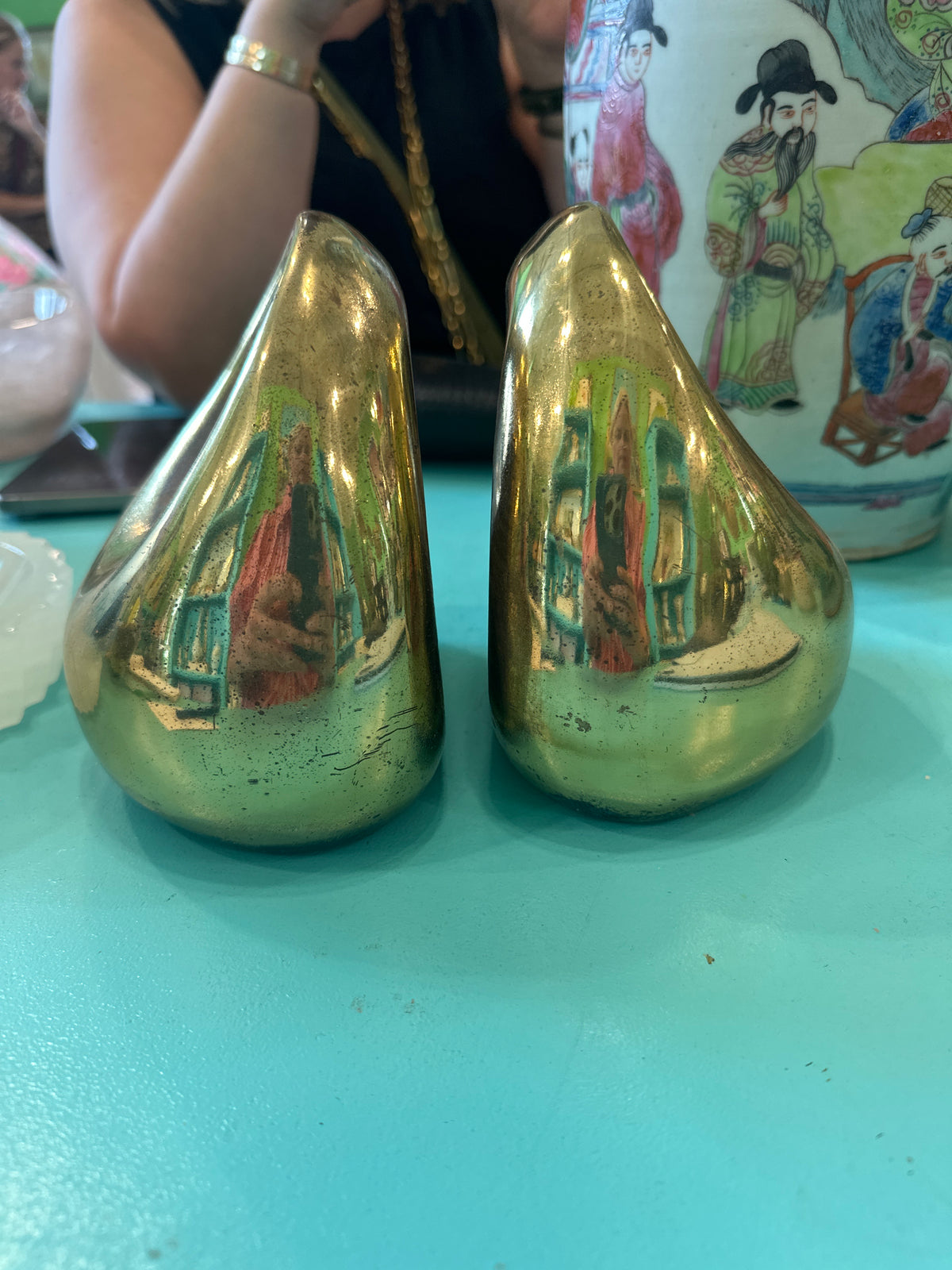 Pair of Brass teardrop bookends