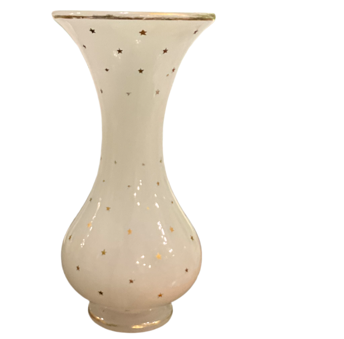 White Opaline Vase w/ Gold Stars
