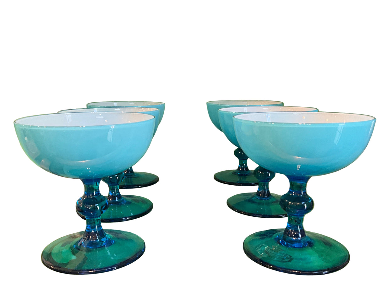 S/6 Turquoise Italian Wine Coupes