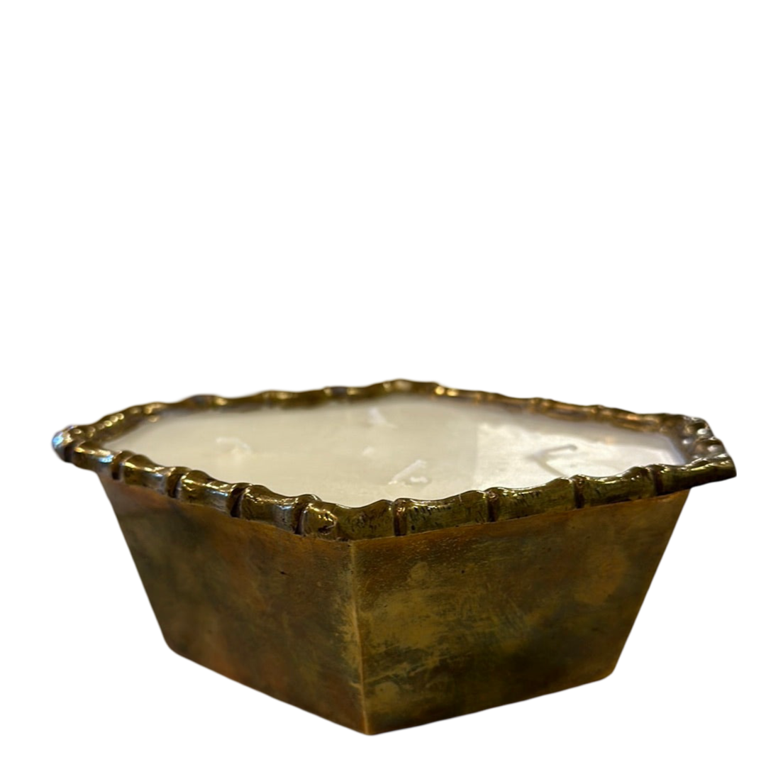 Brass Hexagon Bowl w/ Candle, 6x5