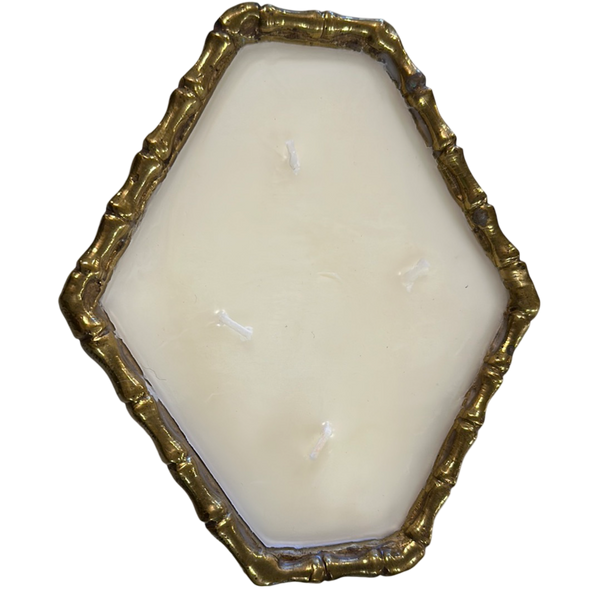 Brass Hexagon Bowl w/ Candle, 6x5
