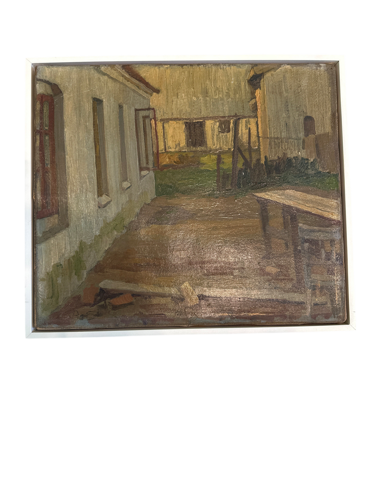 Greenhouses oil painting