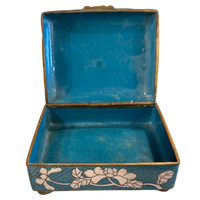 Turquoise & White Floral Cloisonne Small Rectangular HInged Box