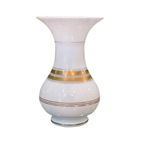 White Opaline 6" Vase w/ thick Gold lines
