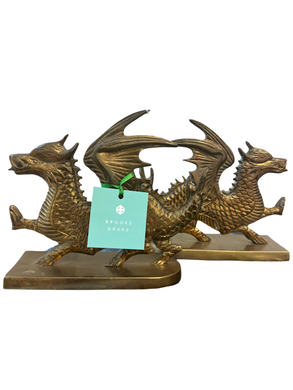 Pair of Brass Dragon Bookends