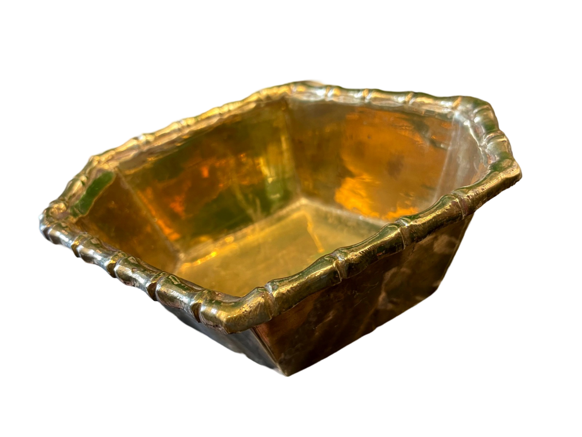 Brass Hexagon Bowl w/ Candle, 6x5