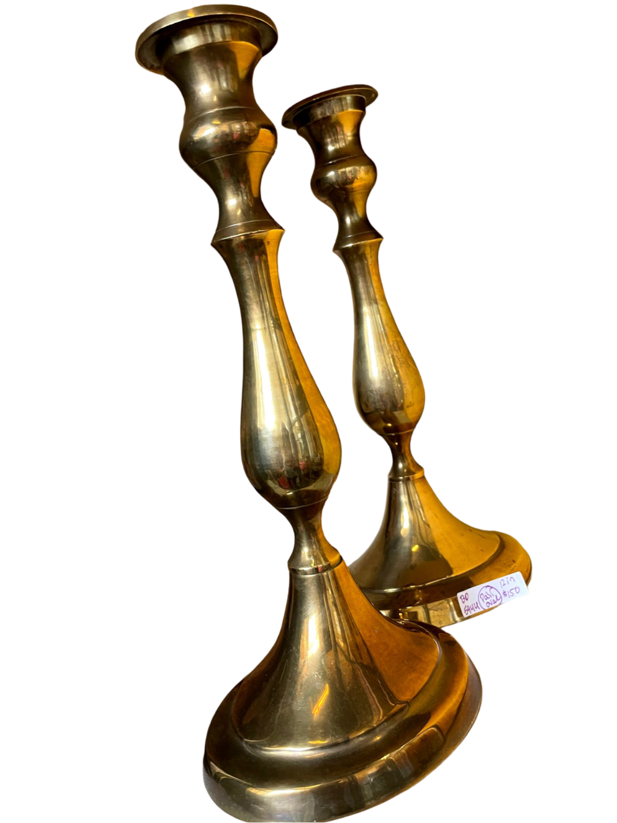 Pair of 12" Brass Oval Base Candlesticks