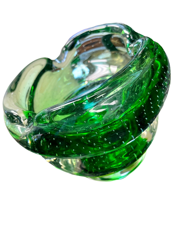Green Murano 6" swirl bowl
