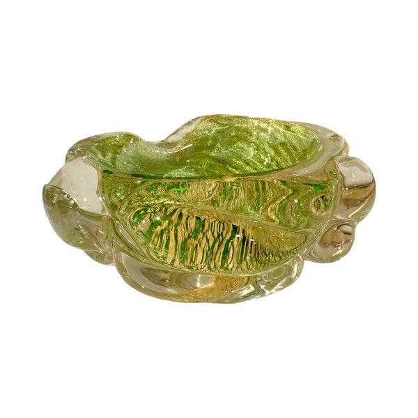 Lime Green & Gold Murano Bowl
