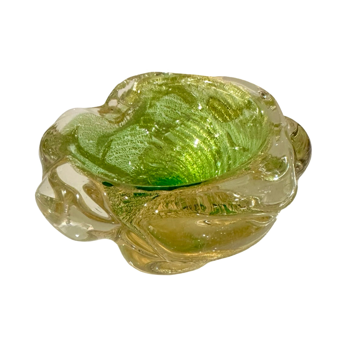 Lime Green & Gold Murano Bowl