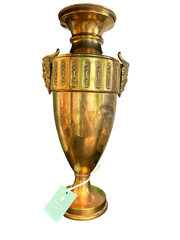 13" Brass Urn w/ Baccus Faces