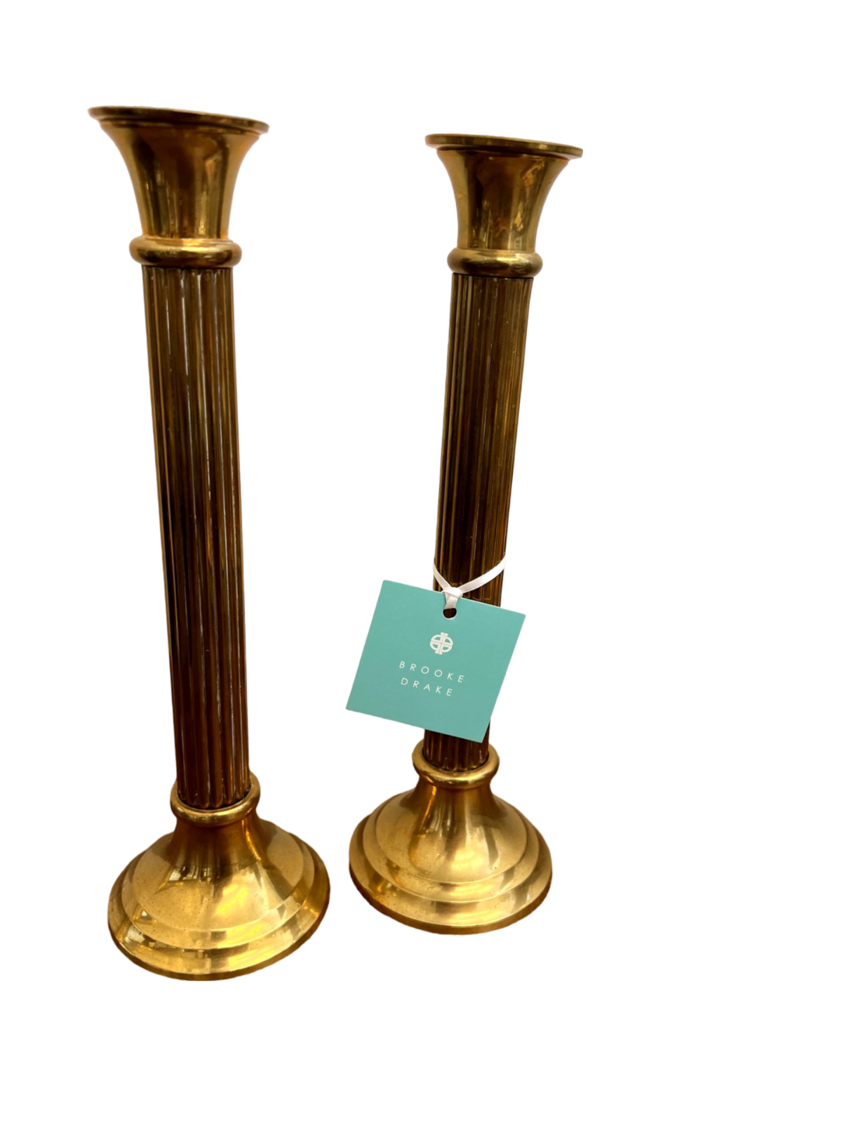 Pair of 10" Brass Doric Column Candlesticks
