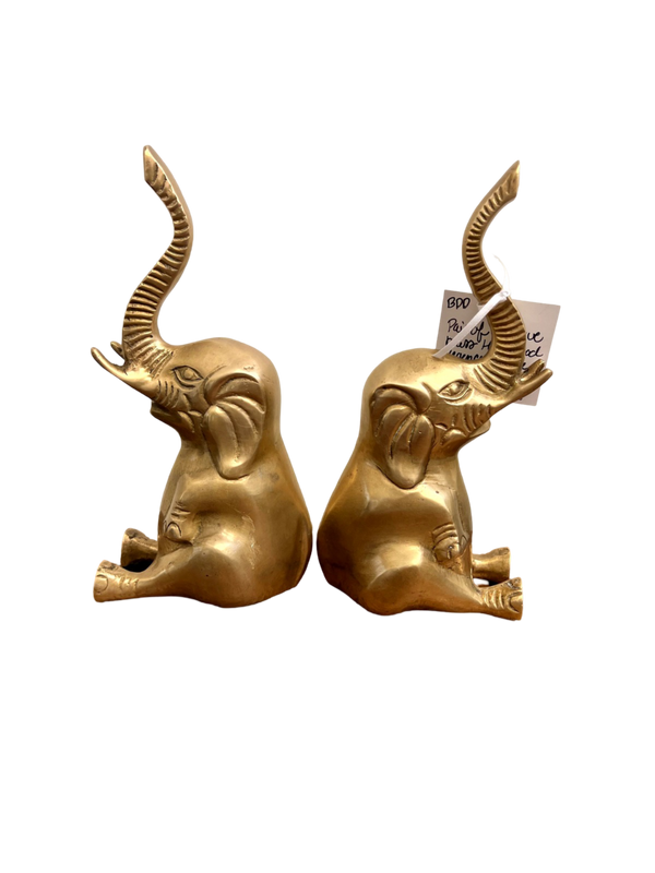 Pair of Brass Elephant Bookends