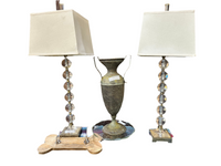 Pair of Lucite Stacked Ball Lamps