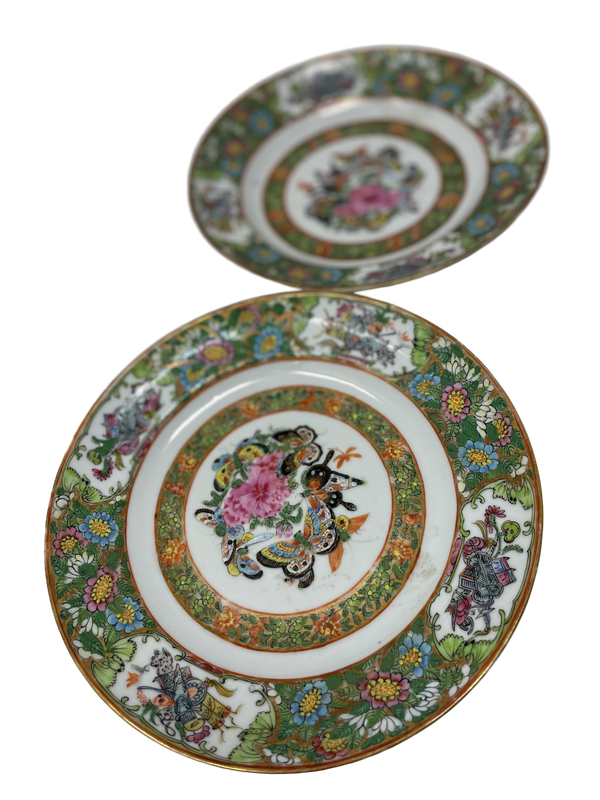 Pair of 19th Century Rose Canton plates