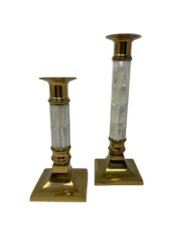 Pair of Brass & MOP Candlesticks