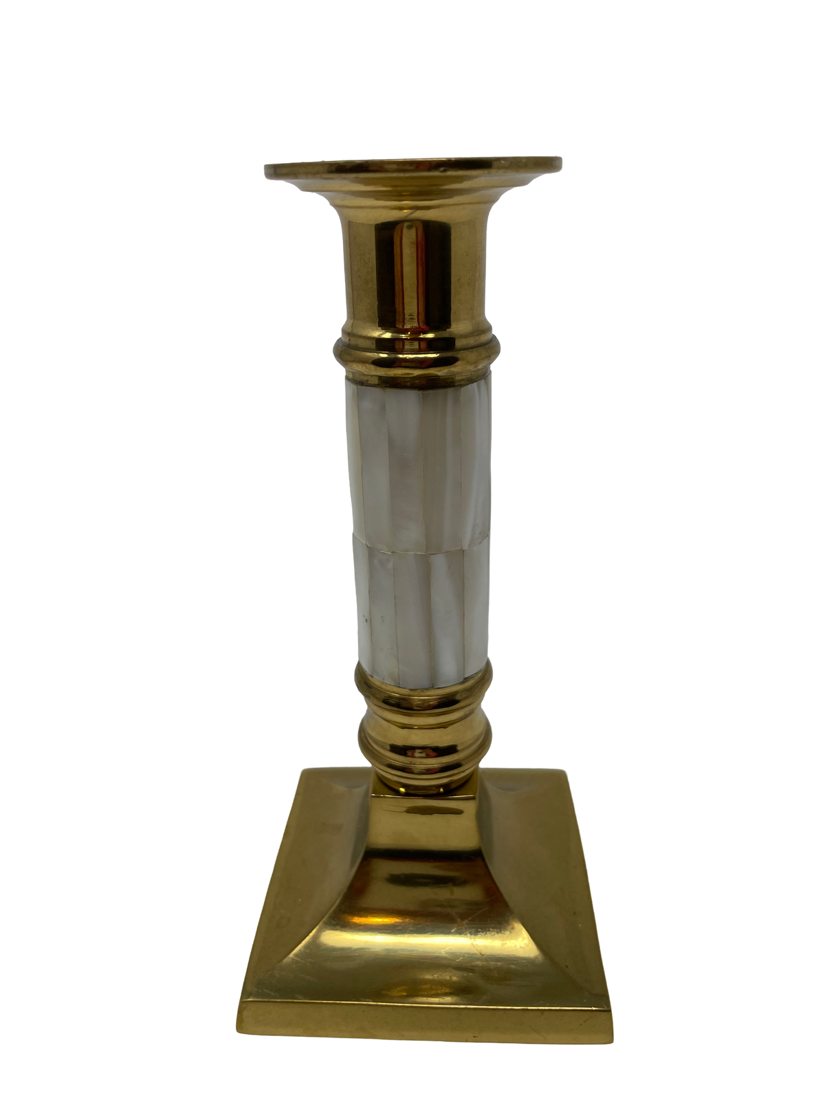 Pair of Brass & MOP Candlesticks