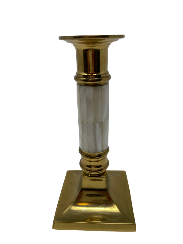 Pair of Brass & MOP Candlesticks
