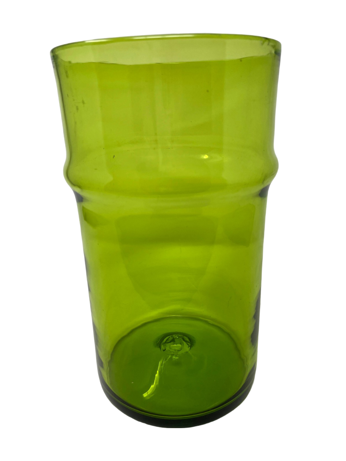 Olive Green 11" Blenko Faux Bamboo Vase