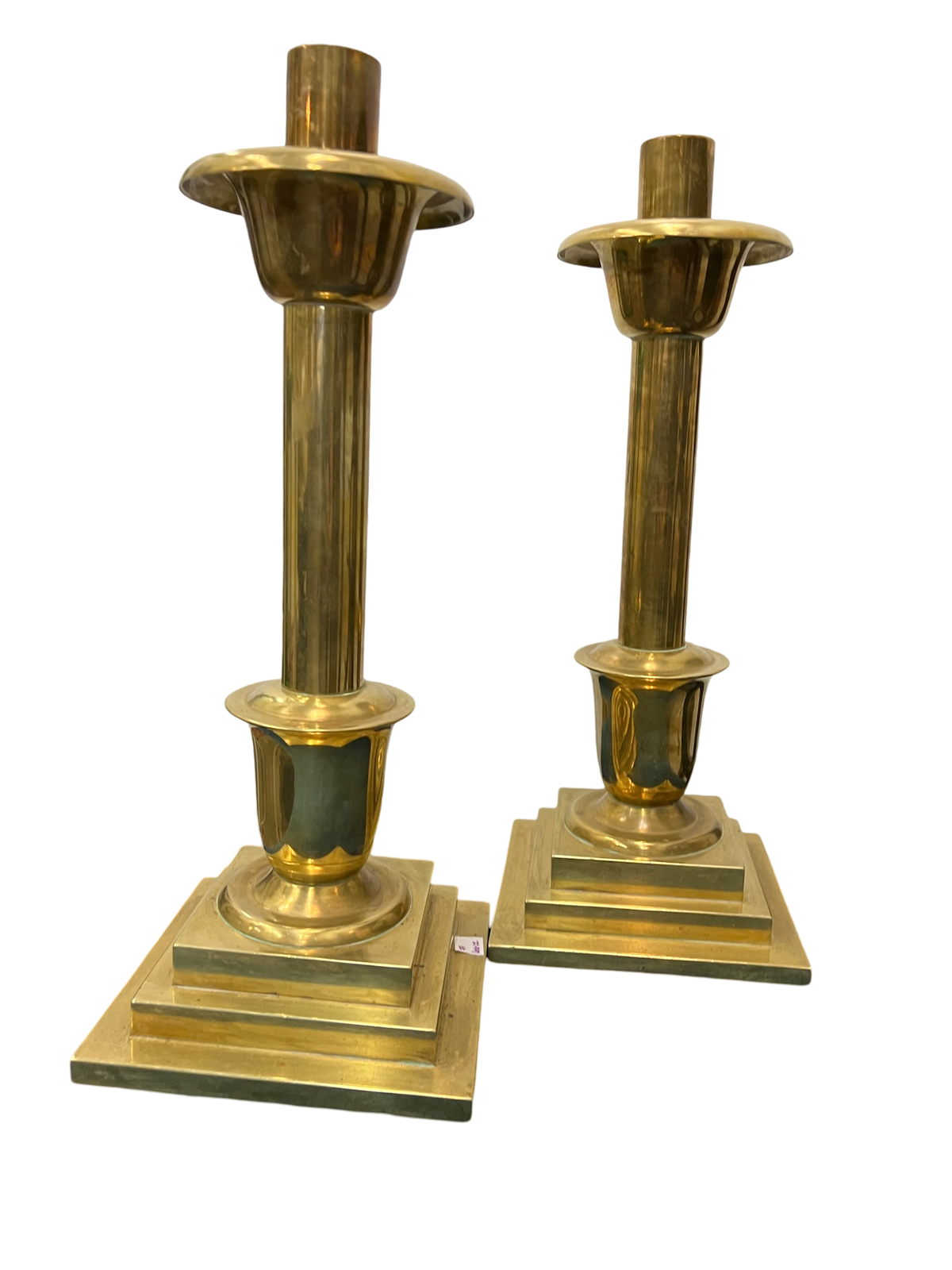 Pair of 13.5" Brass Candlesticks, Sudbury Brass Goods Company