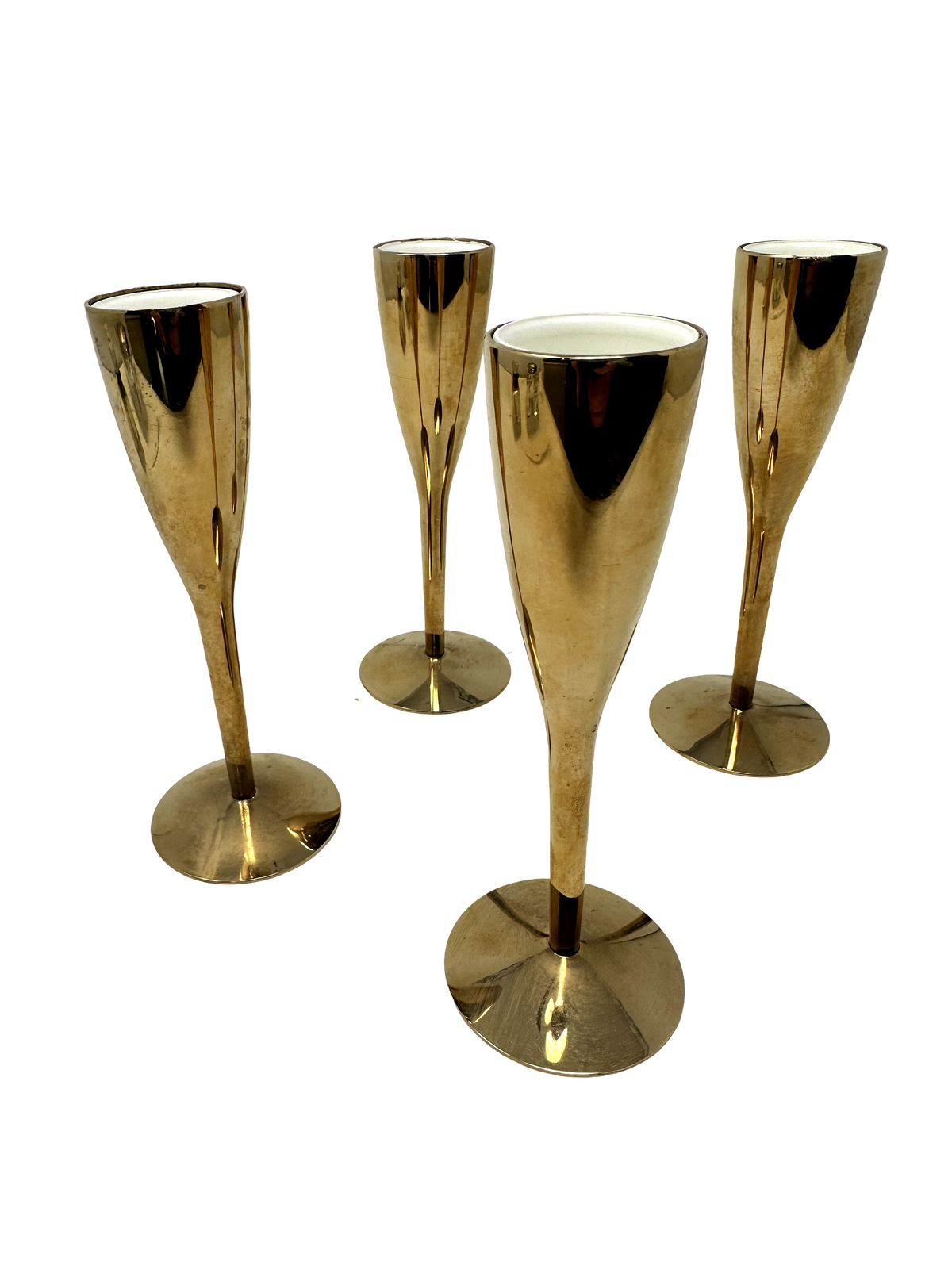 Set of 4 Brass Cordial Glasses from Germany