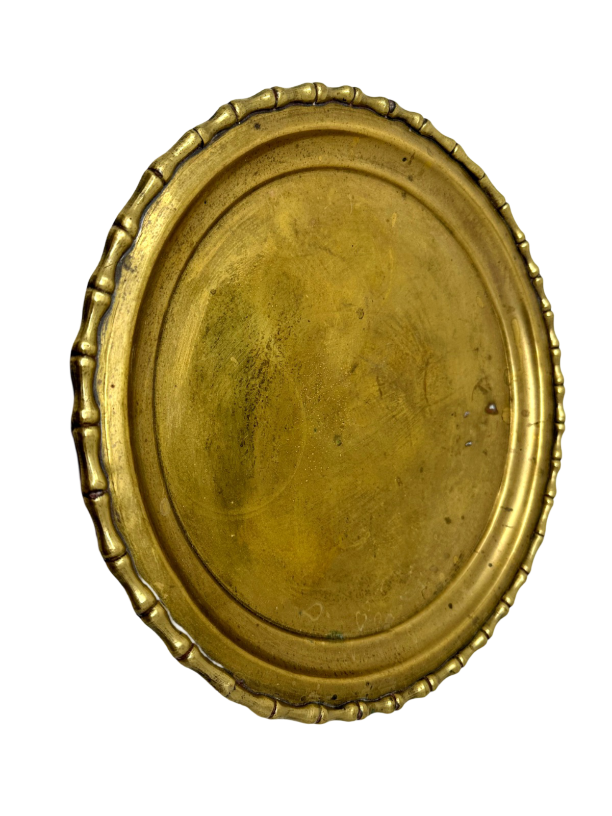 Brass Tray with Faux Bamboo Rim