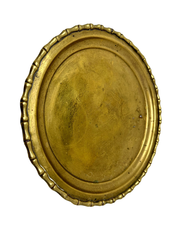 Brass Tray with Faux Bamboo Rim