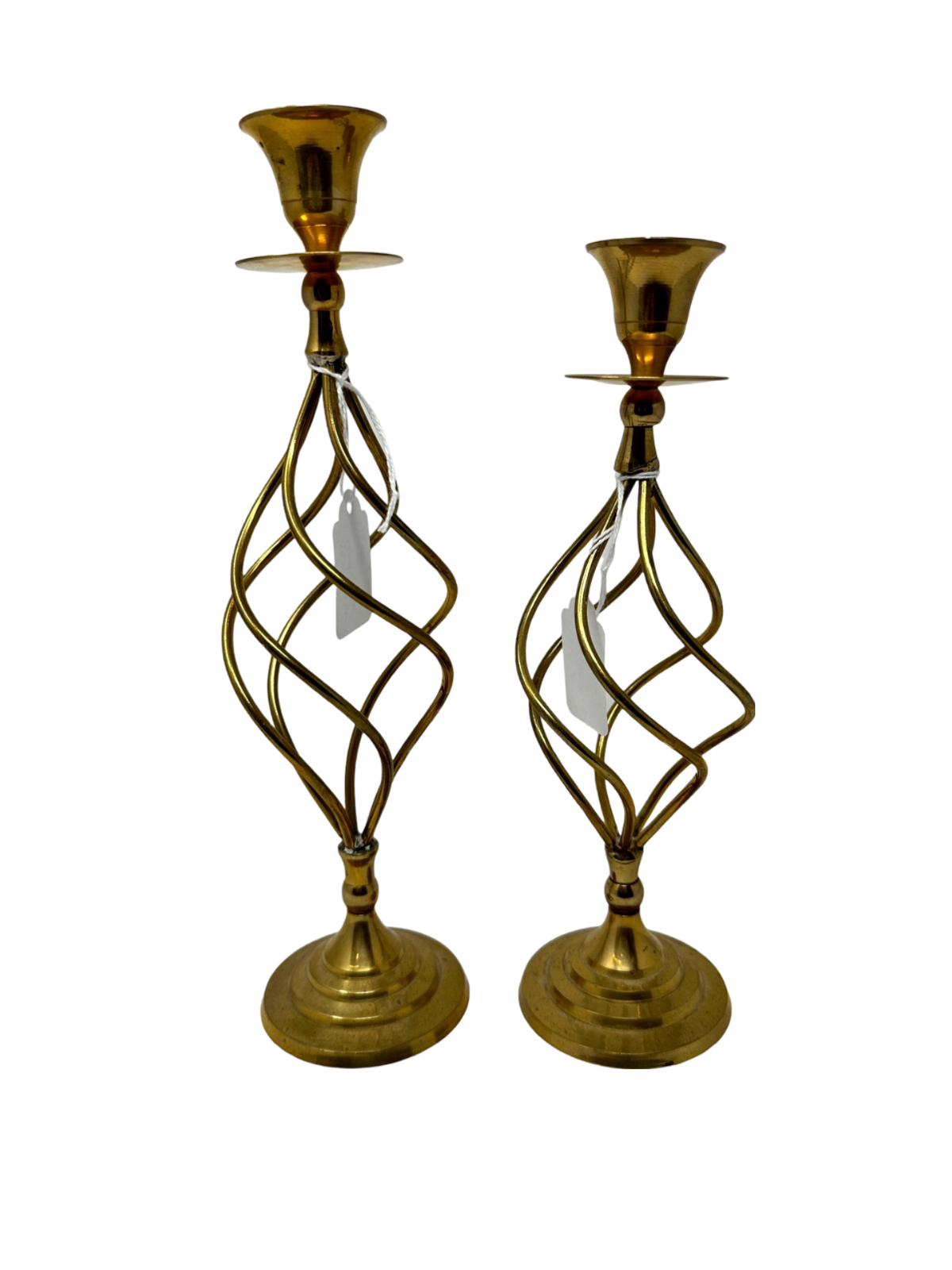 Pair of Brass Spiral Candlesticks