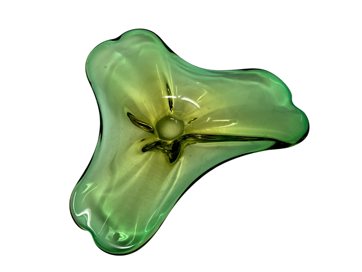 Green Murano Organic Shaped "Triangular" Bowl