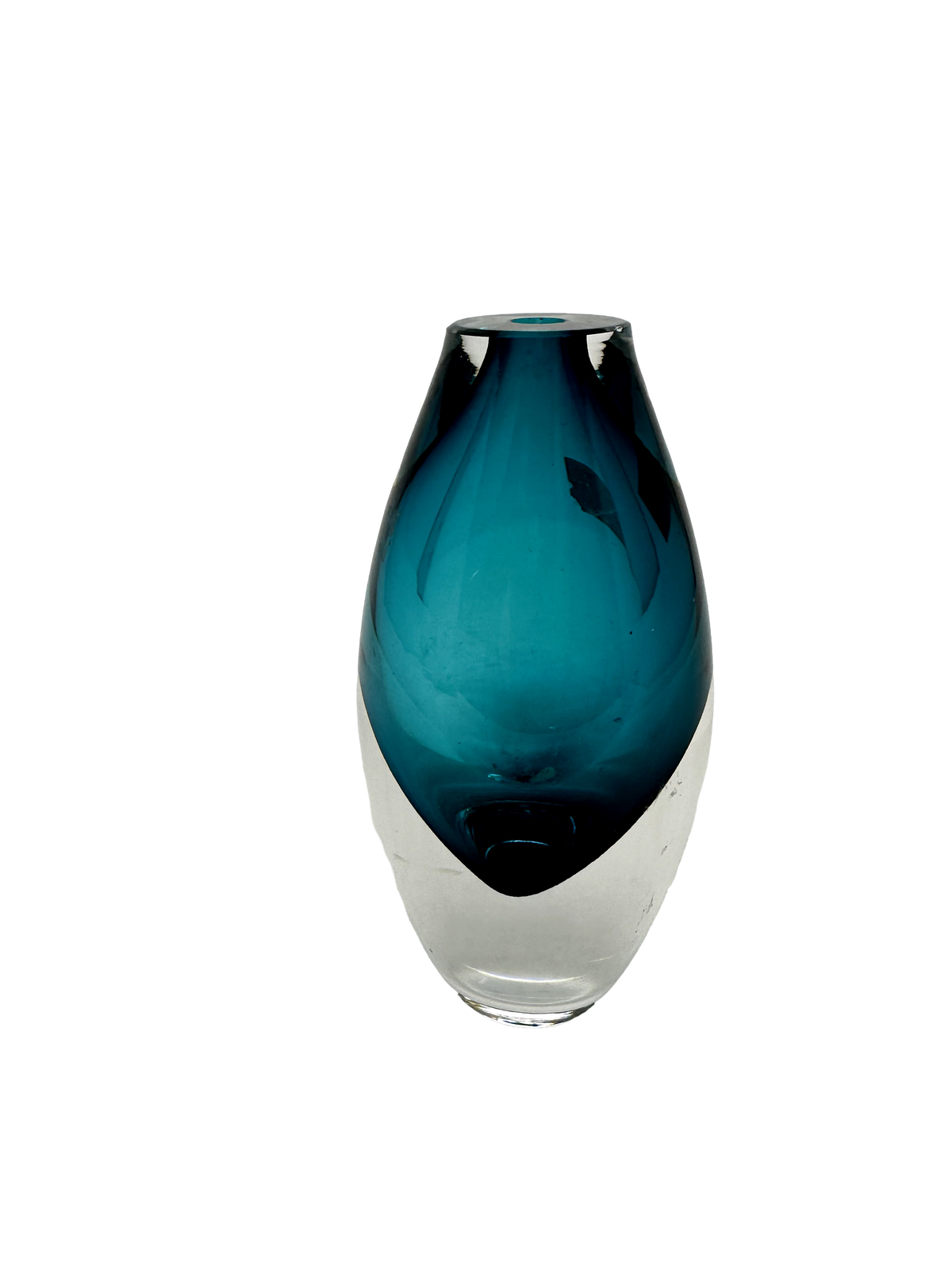 Aqua Cylinder Signed Glass Vase