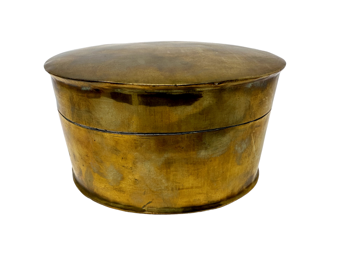 Brass Oval Hinged Box w/ Candle 5.5x4