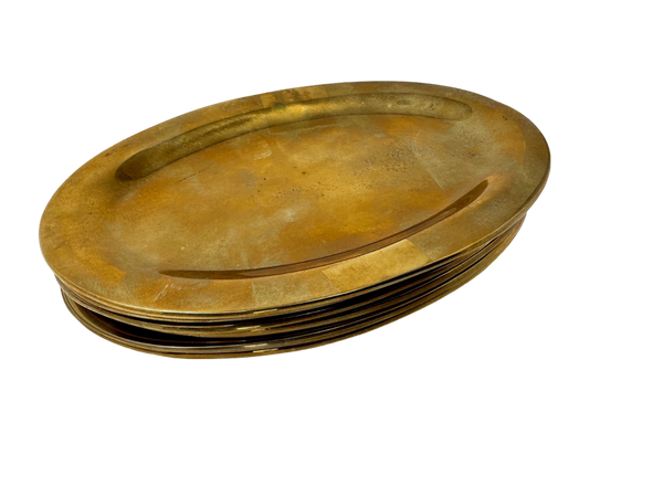 Set of 6 Oval Brass Trays, 3"x5"