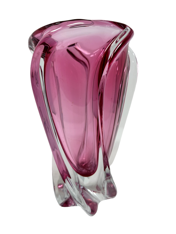 Pink Swirled Murano Vase