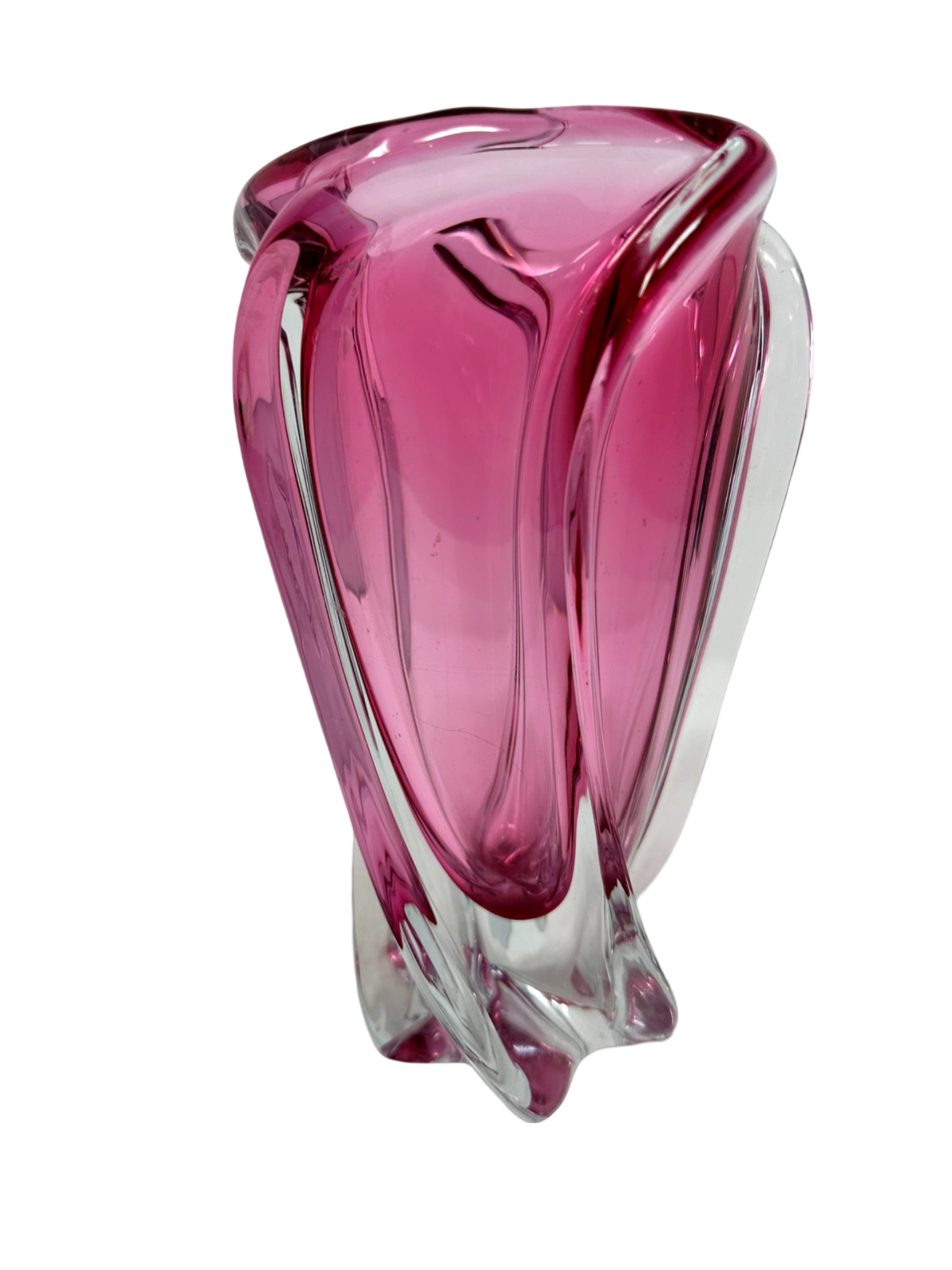 Pink Swirled Murano Vase
