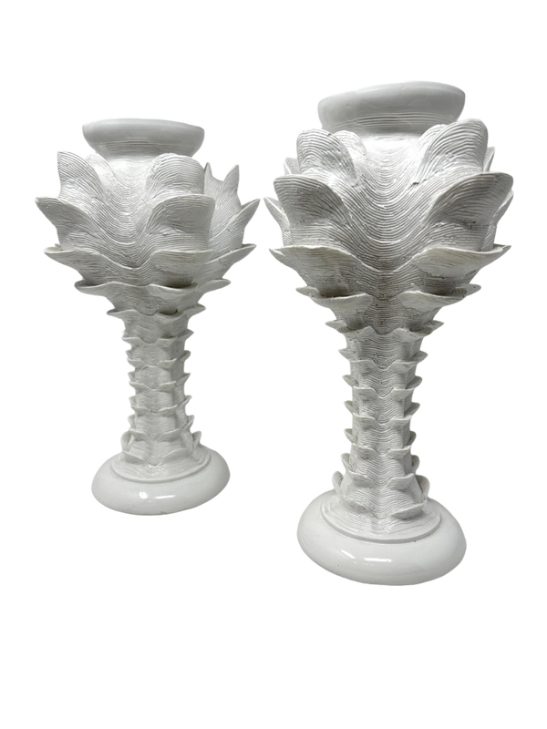 Pair of 13" White Shell Candlesticks