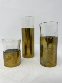 Set of 3 Mid Century Brass Votif Candleholders