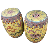 Pair of Chinese Vintage Garden Stools, yellow