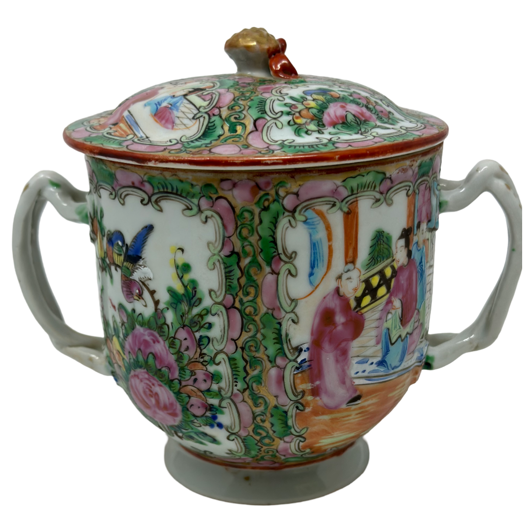 Rose Canton Small Covered Bowl