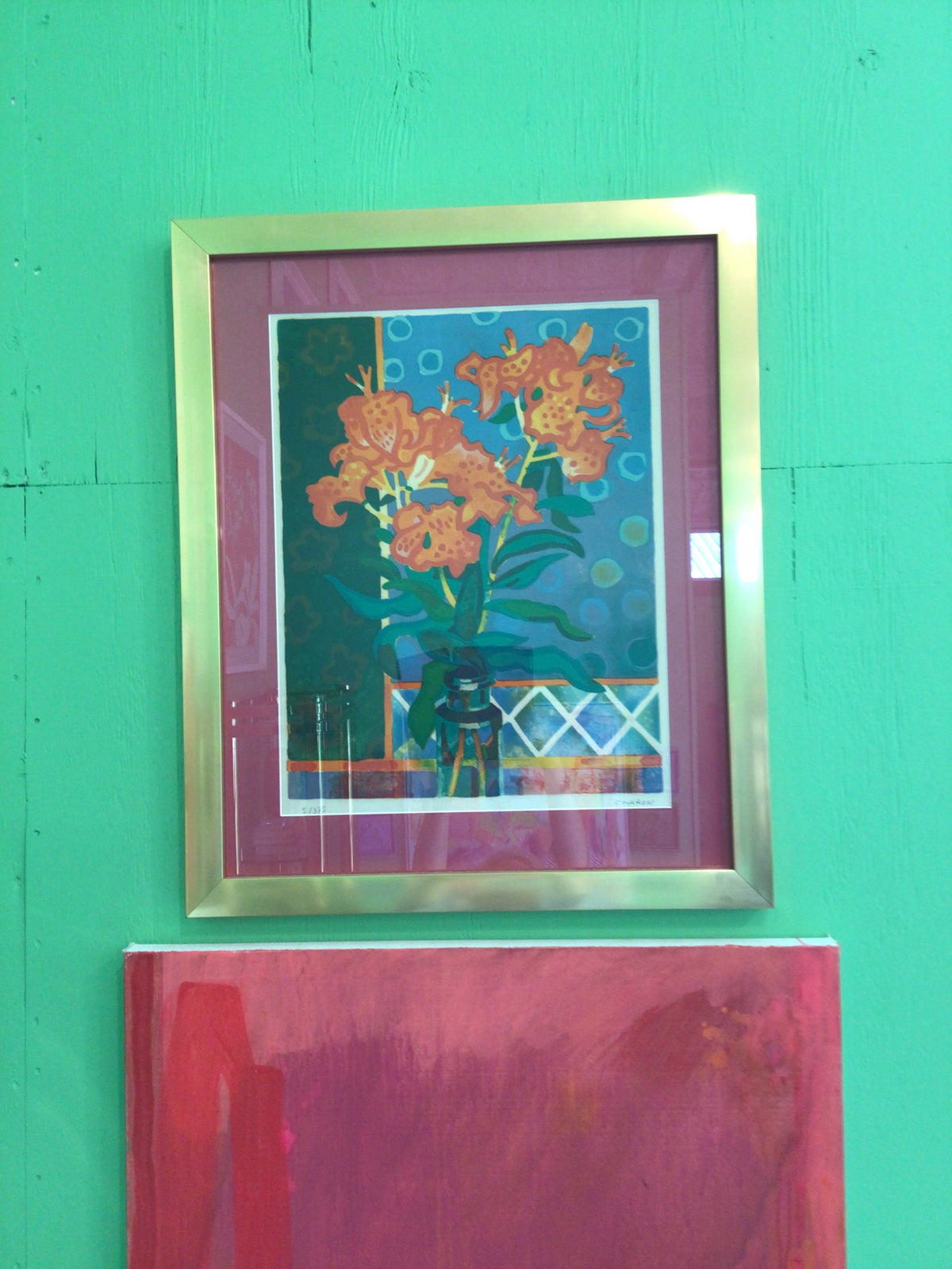 Signed Lithograph by Guy Charon "Fleurs Et Ceramique", framed, numbered