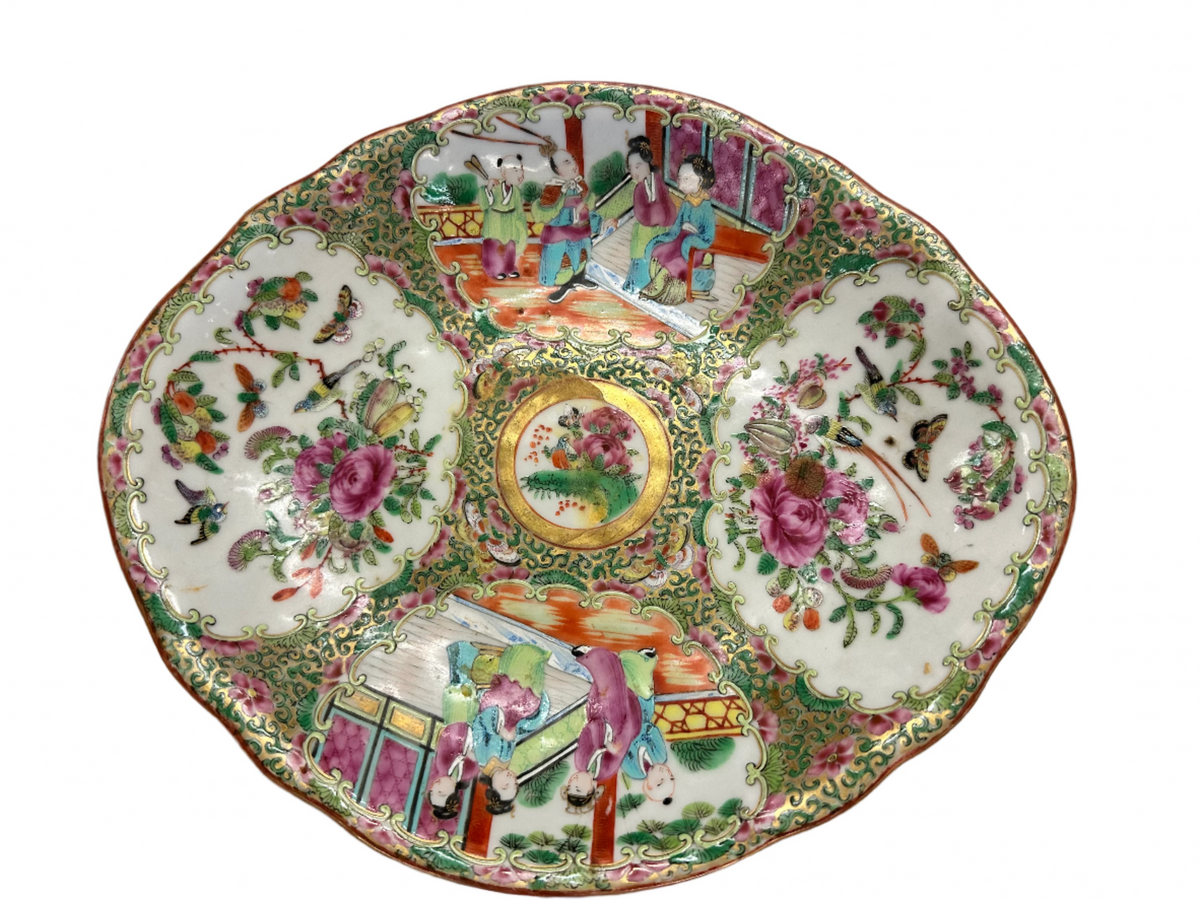 Rose Medallion Oval Scalloped dish