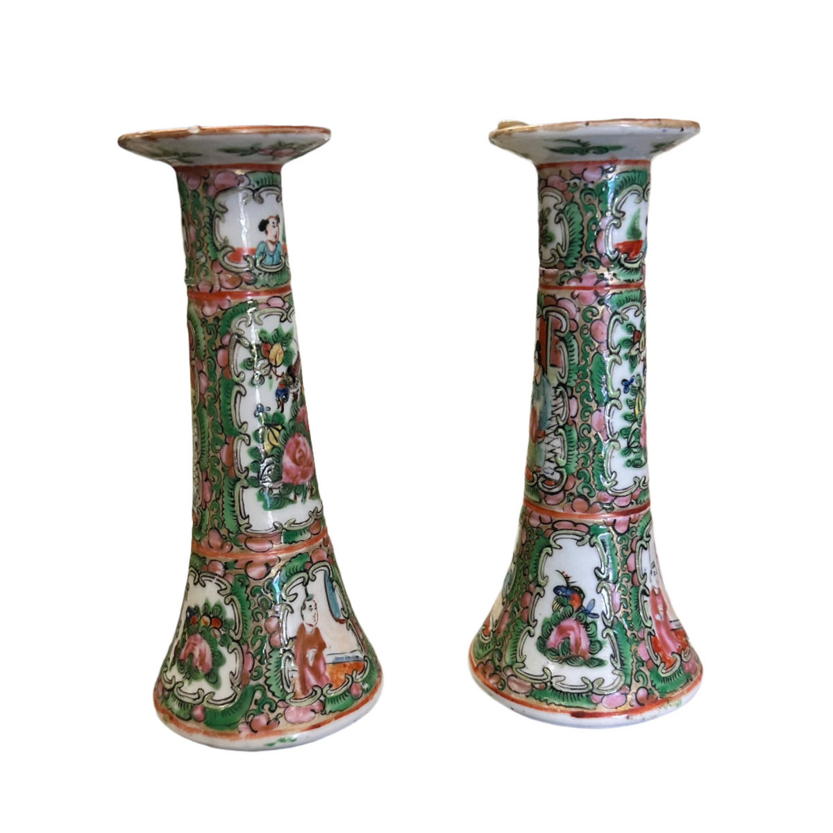 Rose Medallion Pair of Candlesticks