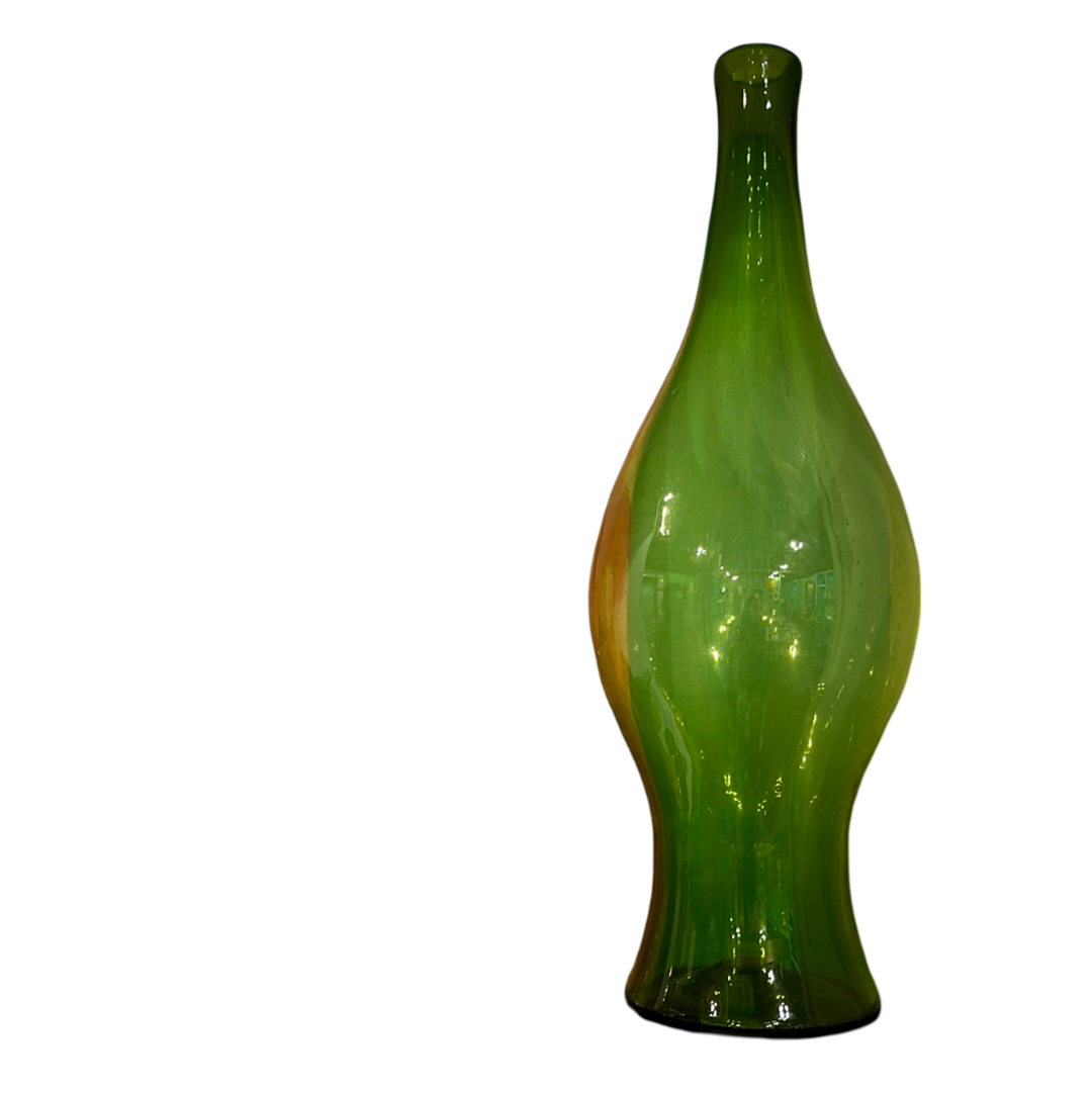 Olive Green 24" Blenko Urn Vase