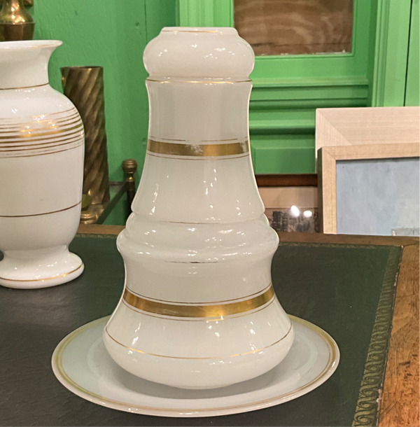 white Opaline Water Decanter & Dish