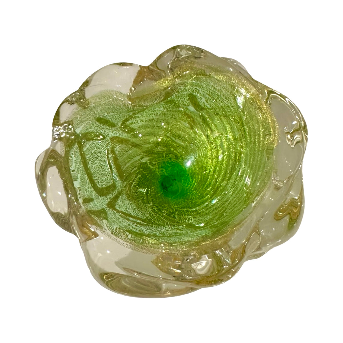 Lime Green & Gold Murano Bowl
