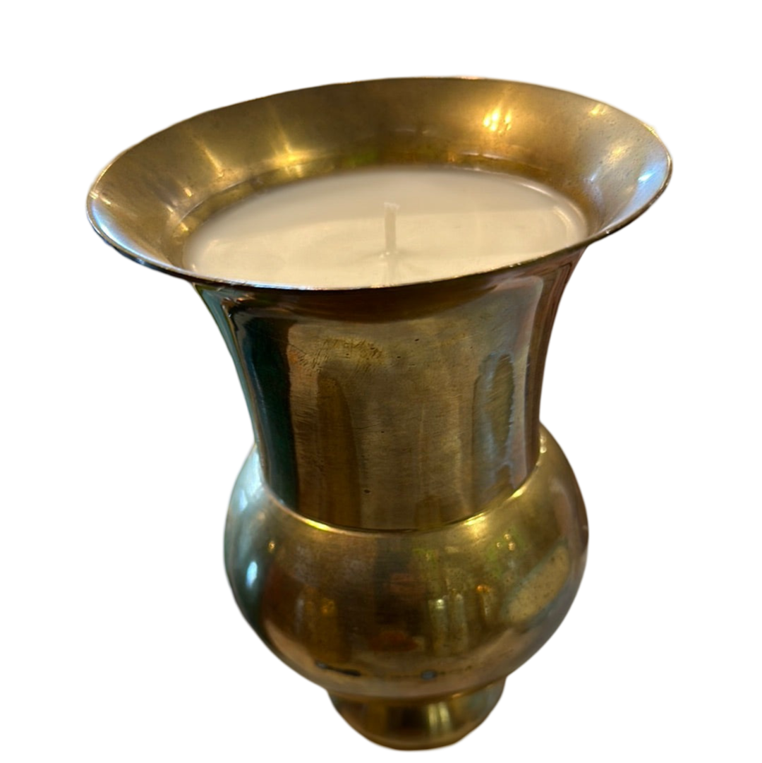 6.75" Brass Vase with Candle
