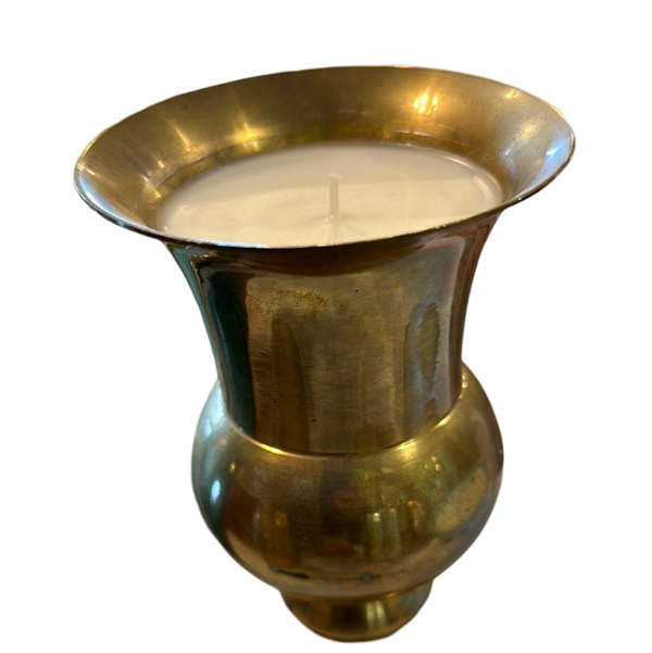 6.75" Brass Vase with Candle