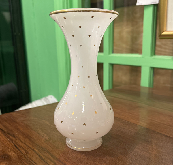 White Opaline Vase w/ stars
