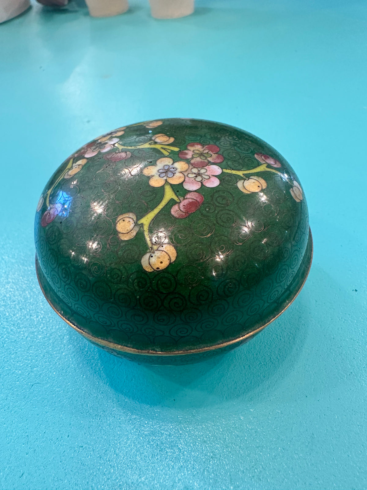 Green cloisonné box