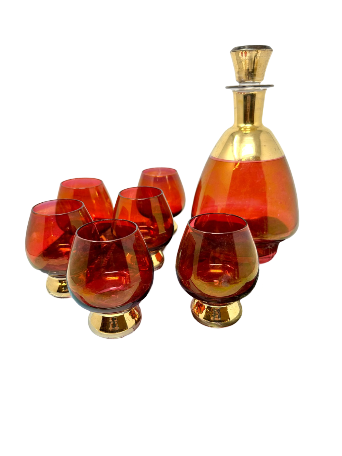 Fuschia Art Deco Decanter Set