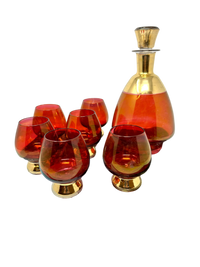 Fuschia Art Deco Decanter Set